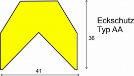 Eckschutz -KNUFFI®- aus PU, Trapez 41x36 mm, Typ AA, Meterware