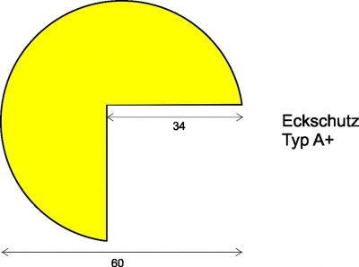 Eckschutz aus PU, kreisförmig 62x35 mm, Typ A+